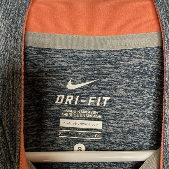 Nike DriFit Gray and Peach Orange Quarter-Zip Pullover Thumbholes Size Small - Picture 7 of 9
